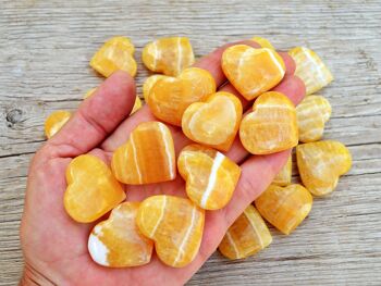 Lot de 10 cœurs en cristal de calcite orange (30 mm – 35 mm) 6