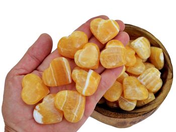 Lot de 10 cœurs en cristal de calcite orange (30 mm – 35 mm) 7