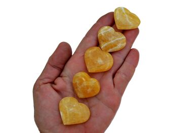 Lot de 10 cœurs en cristal de calcite orange (30 mm – 35 mm) 8