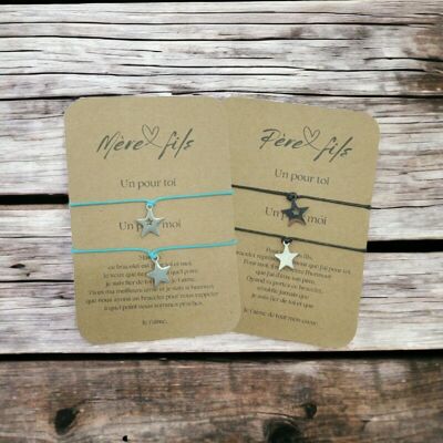 Set di 2 braccialetti coordinati per la famiglia: stella della memoria indimenticabile