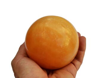 Sphère de cristal de calcite orange (65 mm - 85 mm) 6