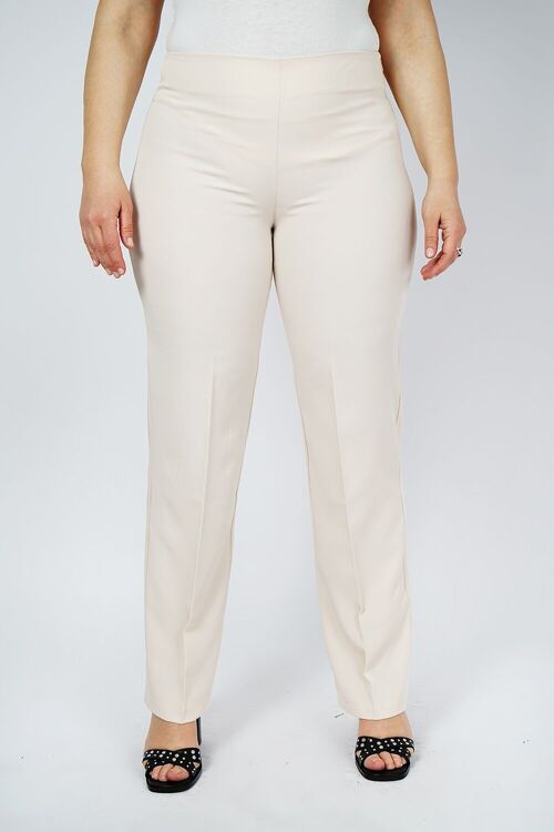 PANTALON ECRU TAILLE HAUTE STRETCH