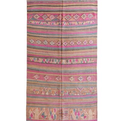 Alfombra bereber Kilim marroquí de pura lana 155 x 363 cm