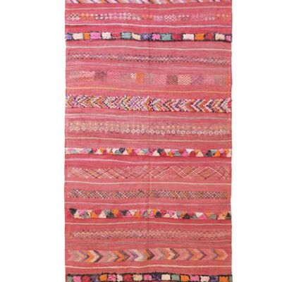 Marokkanischer Kelim-Berberteppich aus reiner Wolle, 173 x 399 cm