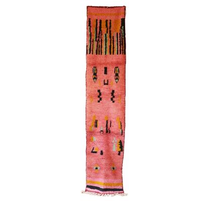 Tappeto da ingresso berbero marocchino in pura lana 69 x 338 cm