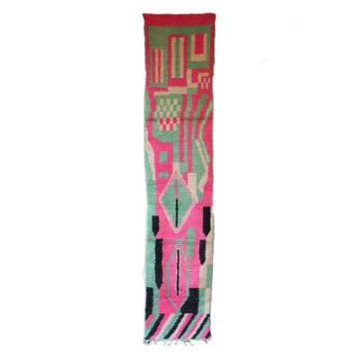 Alfombra de pasillo bereber marroquí de pura lana 71 x 346 cm