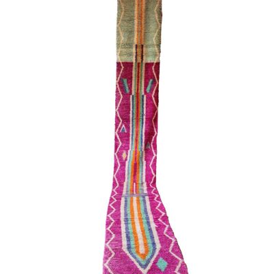 Alfombra de pasillo bereber marroquí de pura lana 77 x 603 cm