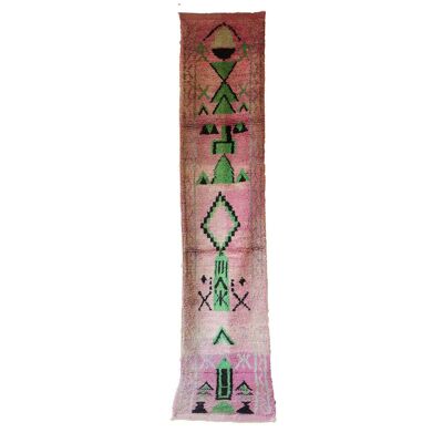 Alfombra de pasillo bereber marroquí de pura lana 81 x 389 cm