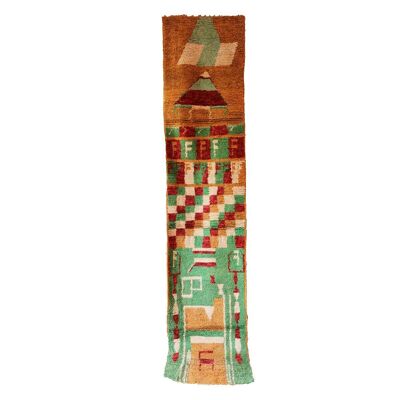 Tappeto da ingresso berbero marocchino in pura lana 84 x 388 cm