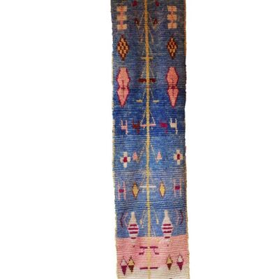 Alfombra de pasillo bereber marroquí de pura lana 81 x 383 cm