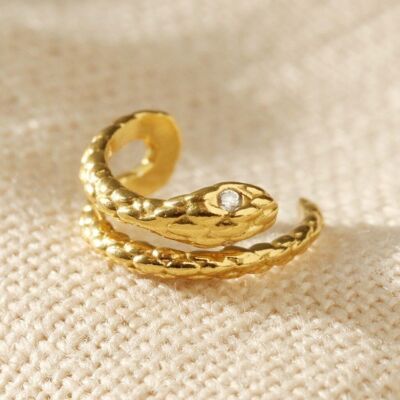 Sterling silver tiny snake earcuff in Gold