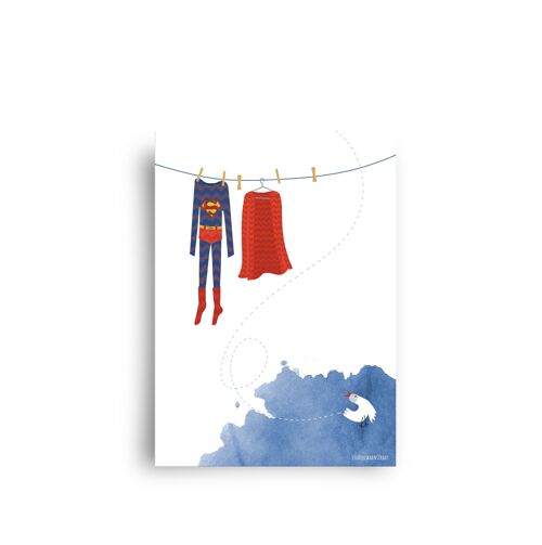 postcard 'Superman's day off'
