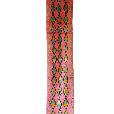 Alfombra de pasillo bereber marroquí de pura lana 70 x 340 cm