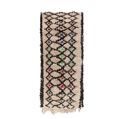 Alfombra de pasillo bereber marroquí de pura lana 80 x 188 cm