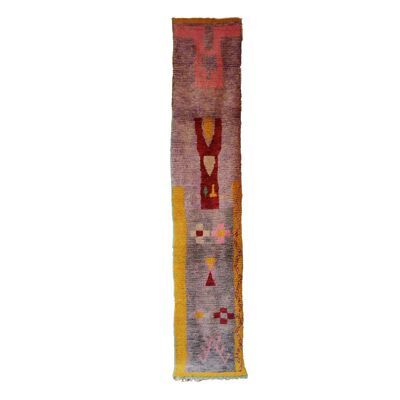Alfombra de pasillo bereber marroquí de pura lana 67 x 356 cm
