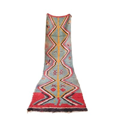 Alfombra de pasillo bereber marroquí de pura lana 100 x 371 cm