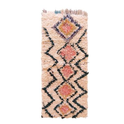 Alfombra de pasillo bereber marroquí de pura lana 72 x 163 cm