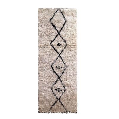 Alfombra de pasillo bereber marroquí de pura lana 90 x 257 cm