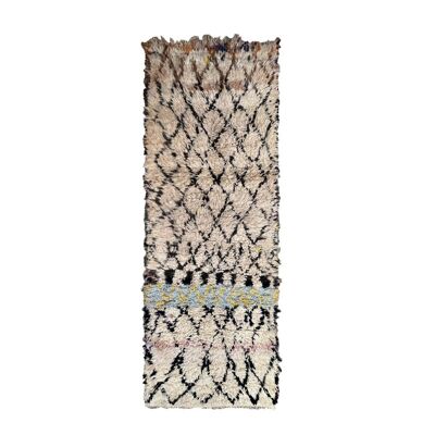 Alfombra de pasillo bereber marroquí de pura lana 89 x 247 cm