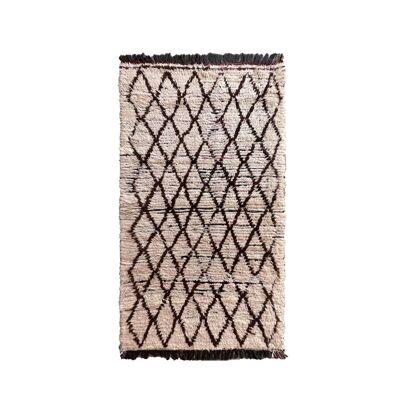 Alfombra de pasillo bereber marroquí de pura lana 97 x 183 cm