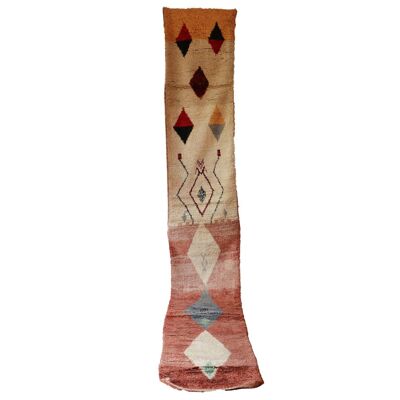 Alfombra de pasillo bereber marroquí de pura lana 82 x 489 cm