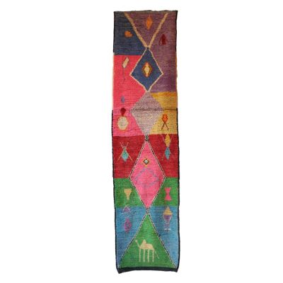 Alfombra de pasillo bereber marroquí de pura lana 82 x 340 cm