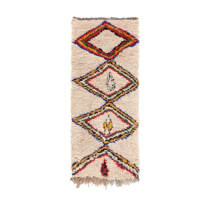 Alfombra de pasillo bereber marroquí de pura lana 76 x 188 cm