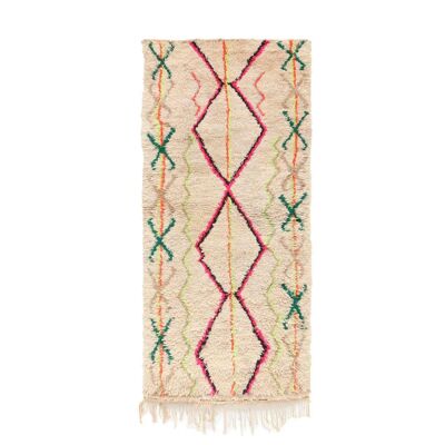 Alfombra de pasillo bereber marroquí de pura lana 73 x 160 cm
