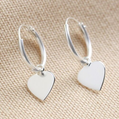 Sterling silver tiny Heart Hoop earrings