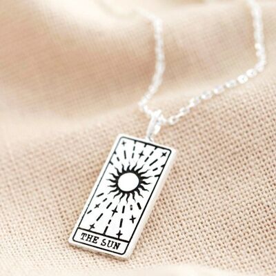 Collana con ciondolo in argento con carta dei tarocchi "The Sun"