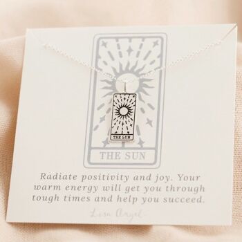 Collier pendentif carte de tarot en argent 'The Sun' 5