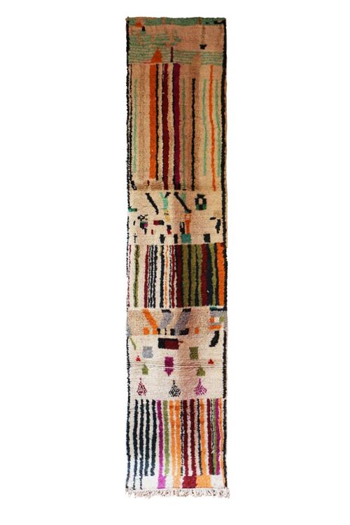 Tapis de couloir Berbere marocain pure laine 75 x 378 cm