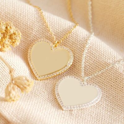 Diamante Heart Necklace in Gold