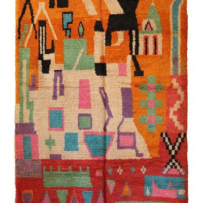 Alfombra bereber marroquí de pura lana 209 x 316 cm