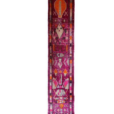 Alfombra de pasillo bereber marroquí de pura lana 77 x 514 cm