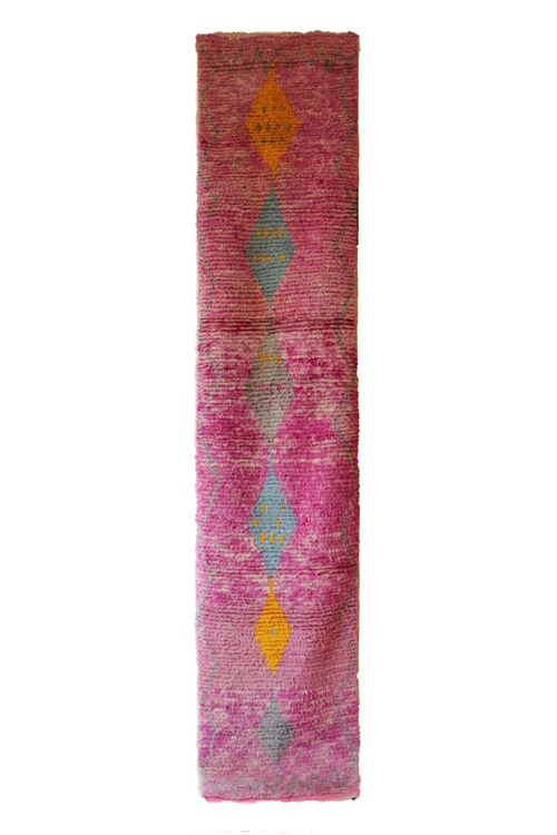 Tapis de couloir Berbere marocain pure laine 74 x 354 cm