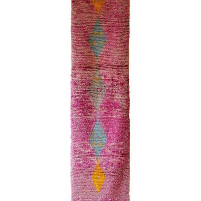 Alfombra de pasillo bereber marroquí de pura lana 74 x 354 cm