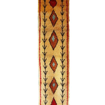 Alfombra de pasillo bereber marroquí de pura lana 73 x 343 cm