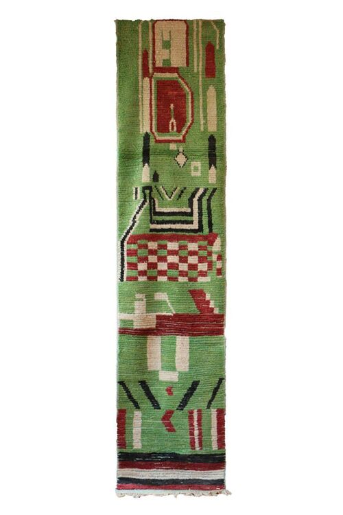 Tapis de couloir Berbere marocain pure laine 74 x 351 cm