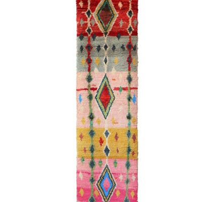 Alfombra de pasillo bereber marroquí de pura lana 71 x 339 cm