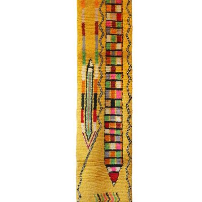 Tappeto da ingresso berbero marocchino in pura lana 66 x 340 cm