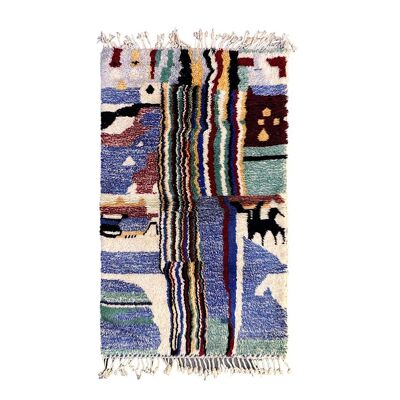 Alfombra bereber marroquí de pura lana 113 x 189 cm