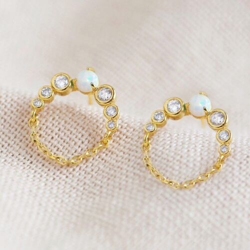 Opal Diamonte Front hoop earrings in Gold
