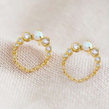 Boucles d'oreilles créoles Opal Diamonte Front en Or