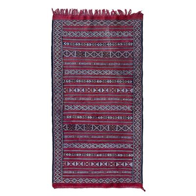 Alfombra bereber Kilim marroquí de pura lana 88 x 167 cm