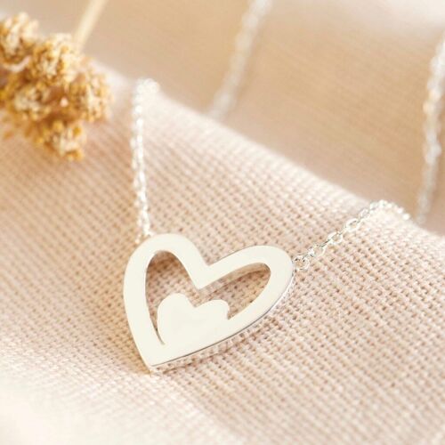 Mismatch Outline Heart necklace in Silver