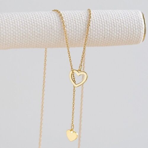 Mimatched Heart Laryat necklace in gold