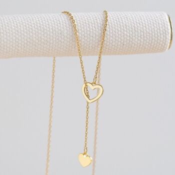 Collier Mimatched Heart Laryat en or