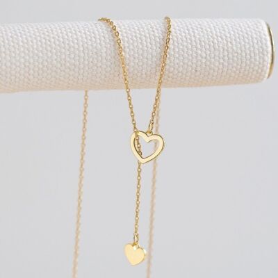 Collier Mimatched Heart Laryat en or