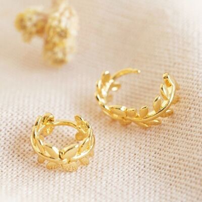 Fern leaf Huggie earrings in Gold